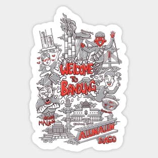 welcome to bandung city illustration Sticker